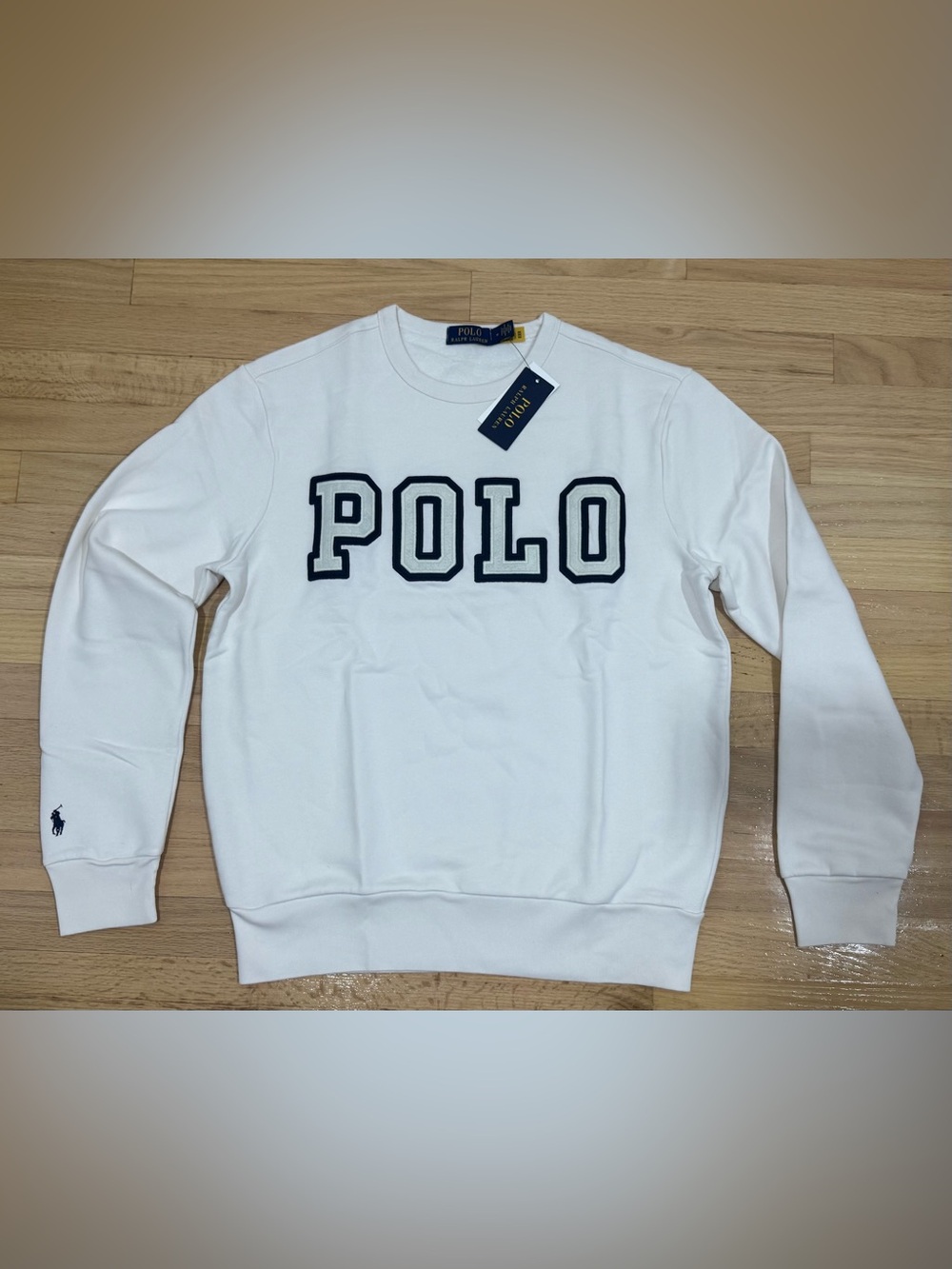 Polo Ralph Lauren Men's Embossed Stitched Pony Logo Fleece Sweatshirt White S